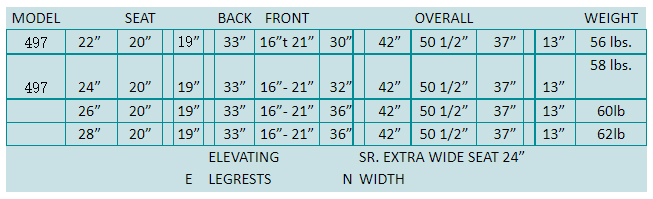 Bariatric Reclining Wheelchair Specifications